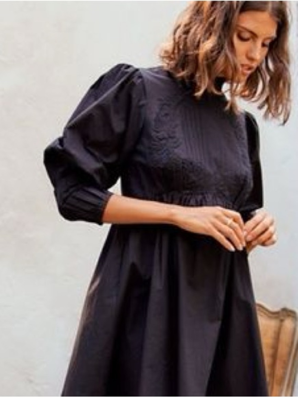 Happy x Nature Black Cotton Cottage Mini Dress
